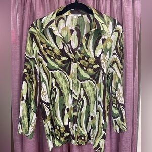Y2K NICOLA Retro 70s Print Crinkled Blouse